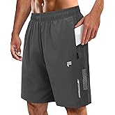 FOGFIRE Men's Athletic Running Shorts with Zipper Pockets Quick Dry Drawstring 7" Gym Shorts for Basketball Workout Jogging