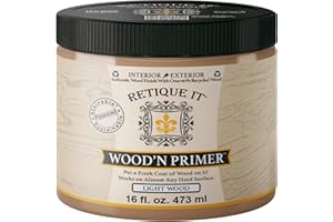 Retique It Wood'n Primer - Paint it then stain it - Stainable Wood Fiber Paint (Light Wood, Medium)