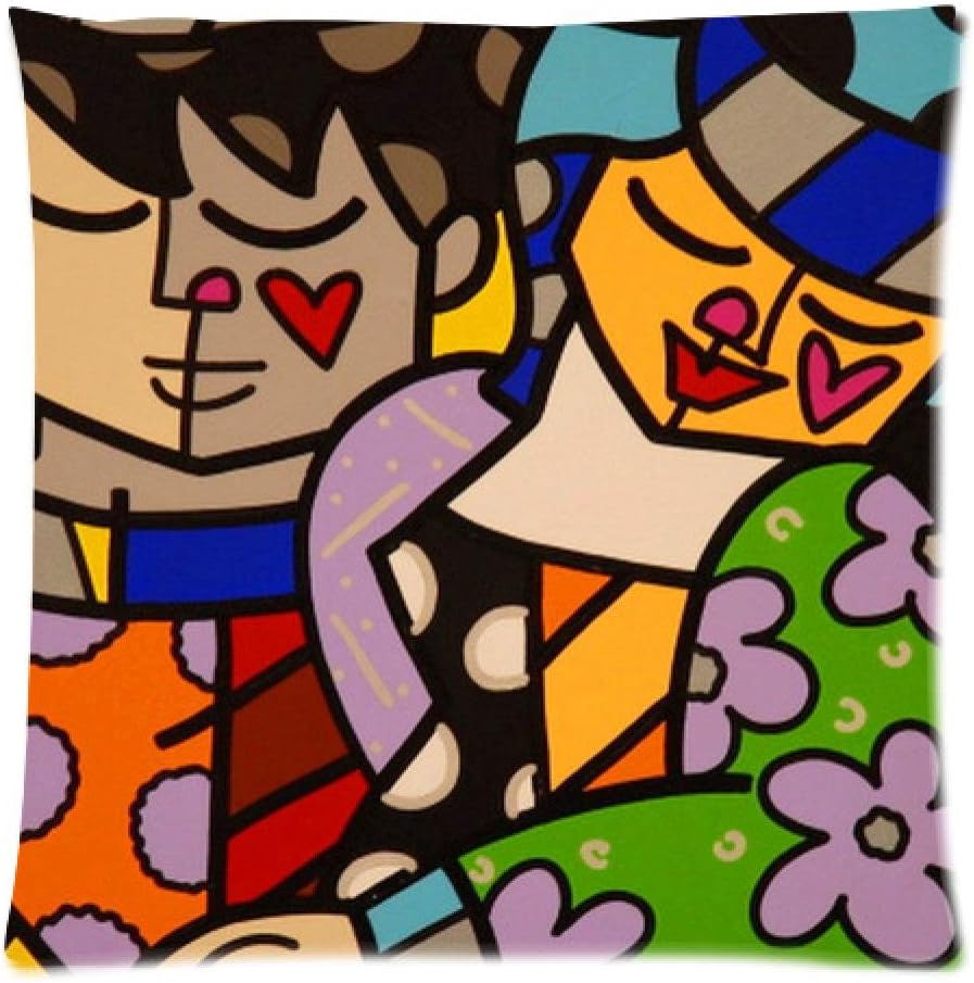 Ulive Custom Romero Britto Pillowcase Standard Size 18 X 18 Inch Design Cotton Pillow Case Two Sides Best Present For Friend Mp-17