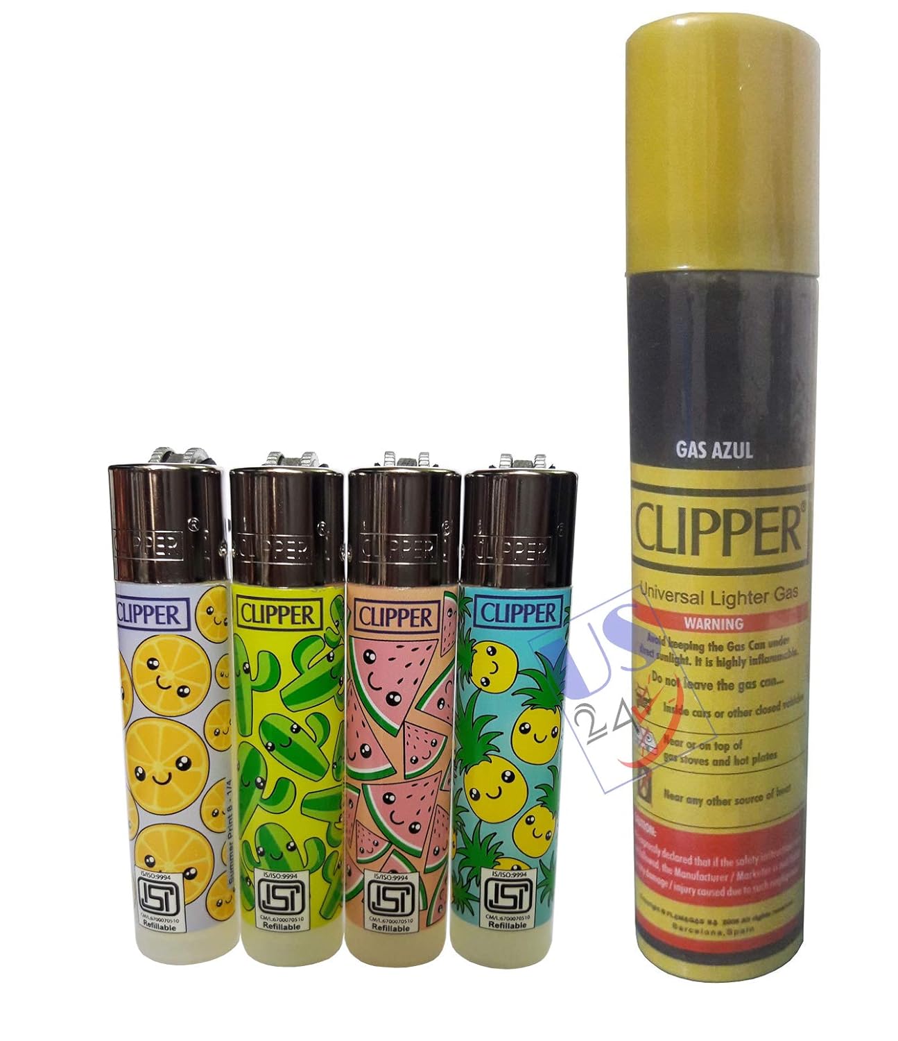Download Us24 Cigarette Lighter Bundle Pack 4 Genuine Clipper Lighters Summer Print Collection With 1 No Clipper Gas Refill Can 100ml Amazon In Health Personal Care