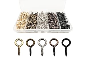 IDEALSV Small Screw Eyes Pin Hooks, 750 Pcs 0.55 Inch Screw in Hook for Jewelry, Cork Bottles,Resin, Bead, 7mm*14mm Small Eye Rings Eyelet Hook for Craft 5 Colors