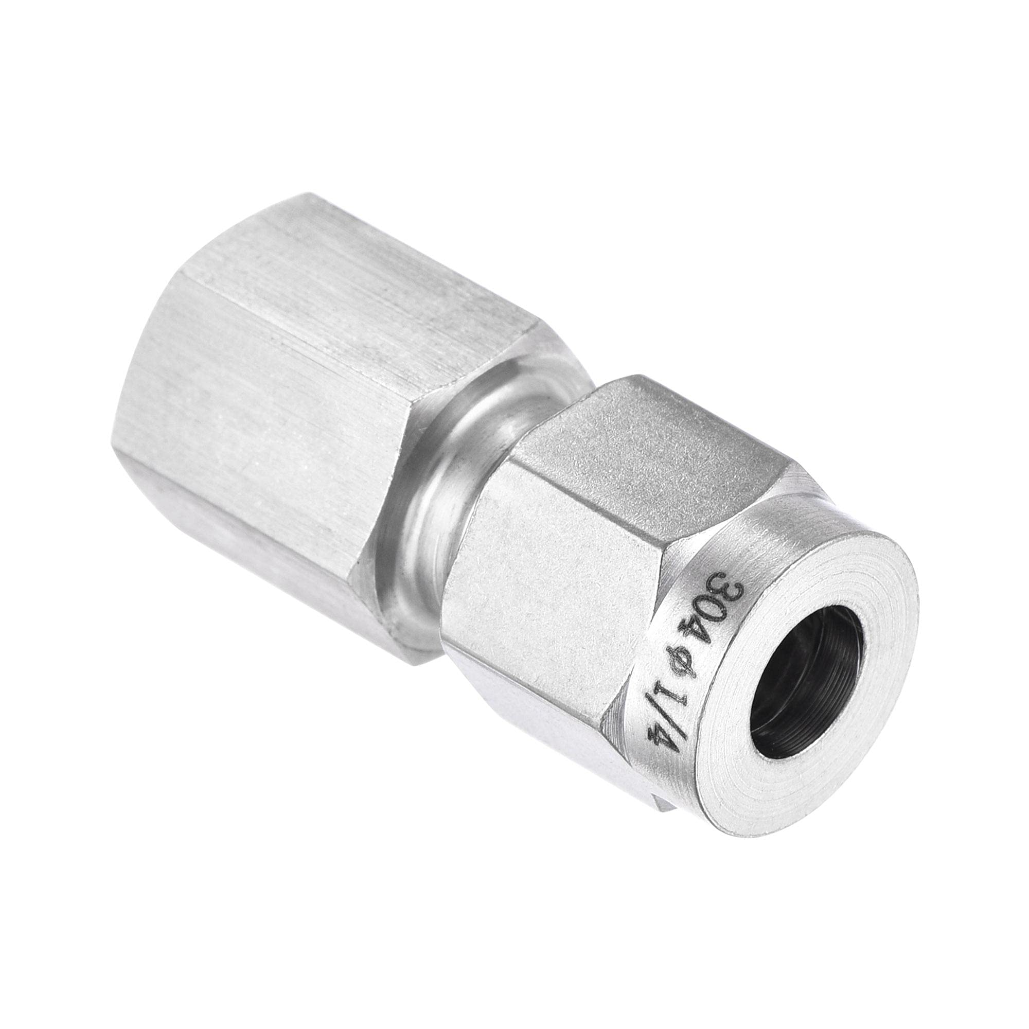 sourcing map Compression Tube Fitting 1/8NPT Female Thread x 1/4" Tube OD Straight Coupling Adapter 304 Stainless Steel