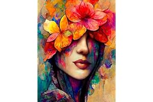 RYMILIE Diamond Painting Kits for Adults - Woman's Flower DIY 5D Diamond Art Kits Full Drill Diamond Dots Paintings with Diamonds Gem Art and Crafts Home Decor 12x16inch