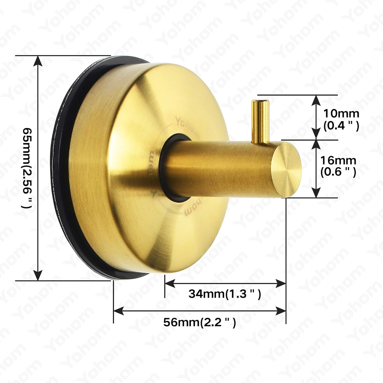 Yohom 2Pcs Vacuum Suction Cup Towel Hooks for Shower Bathroom Suction Hook Towel Holder Rack Kitchen Organizer for Robe Loofah Coat Stainless Steel Brushed Gold - - 