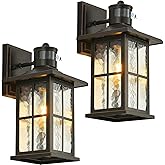 FLEDAVID 2 Pack Motion Sensor Outdoor Porch Lights Dusk to Dawn Exterior Wall Lantern Black Outside Sconce Lighting Fixtures 