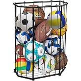 LYYKCCXYY Garage Ball Storage Holder,Elastic Cord Design Can Floor-Standing & Wall-Mounted Use,Used for Basketball,Footbal,Volleyball,Rugby,Home or Outdoors Sports Equipment Storage Ball Rack。(Black)