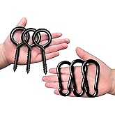 DODHEG 3 Pack Black 4 inche Heavy Duty Eye Hooks, Screw Eye Hooks, with 3 Pack 2.75 inche Spring Snap Hook, Black