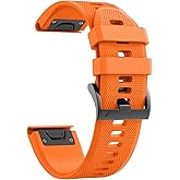 NotoCity Compatible Fenix 5X Band 26mm Width Soft Silicone Watch Strap for Fenix 8 51mm/Fenix 6X/Fenix 7X/Fenix 5X Plus/Fenix 6X Pro/Fenix 3/Fenix 3 HR/Tactix/Descent MK1/D2 Delta PX/D2 Charlie-Orange
