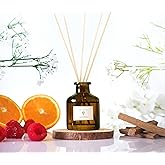 PRISTINE Swiss Château/Inspired by Hilton Reed Diffuser - Home & Bathroom | Fresh Cut Rose, Tangerine, Cedarwood Oil Reed Diffuser Set | Oil & Reed Diffuser Sticks, Home & Office Decor, Fragrance Gift