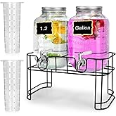 DD&HAPP Glass Drink Dispensers For Parties.1.2 Gallon Beverage Dispensers With Stand And Stainless Steel Spigot.Party Drink Dispenser For Punch,Iced Tea,Ideal for Weddings,Events,Buffet&Home Use.