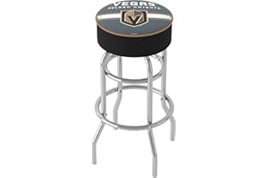 Trademark Global Vegas Golden Knights 360 Degree Swivel Barstool with Foam Padded Seat, Chrome Double Rung Base
