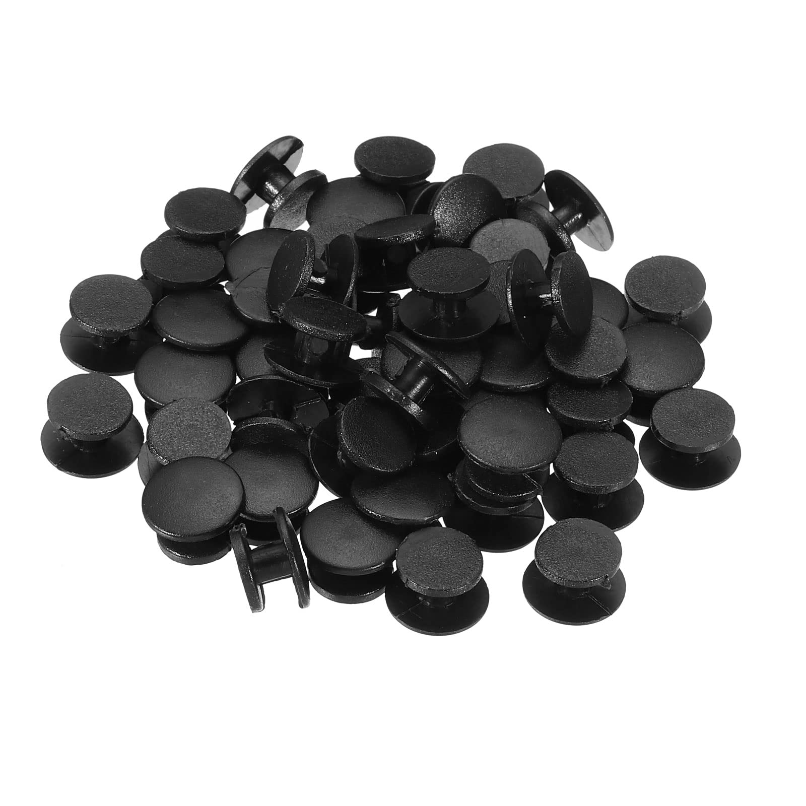 PATIKIL Plastic Button Charm, 50 Pack 10 x 8mm Dia Buckle Button Accessories Backs Wristband Shoe Charm Decoration for DIY Ornaments, Black