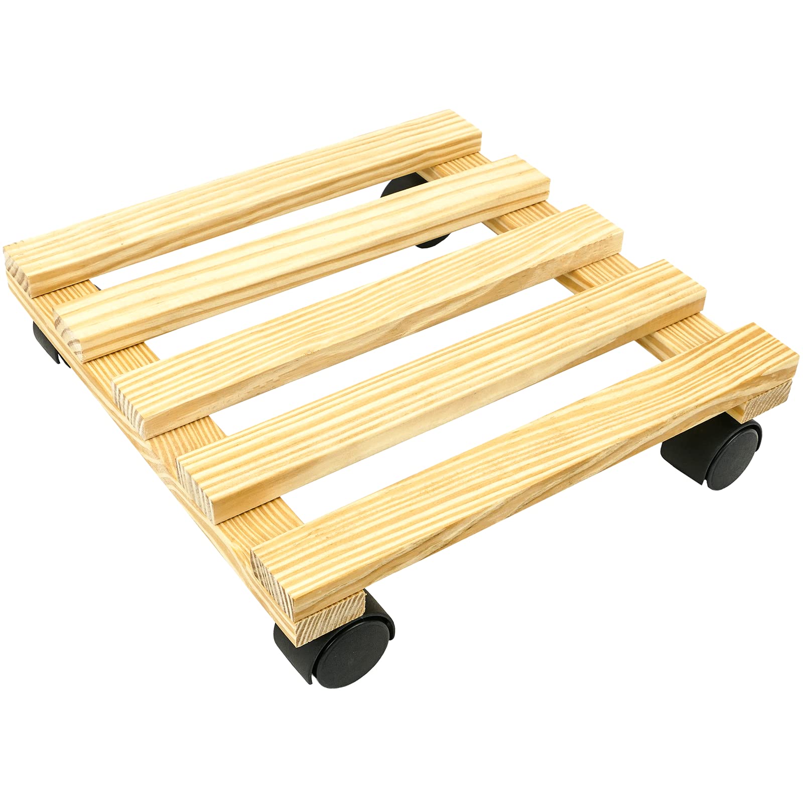 PrimeMatik - Square wooden roller platform dolly with wheels 30 cm