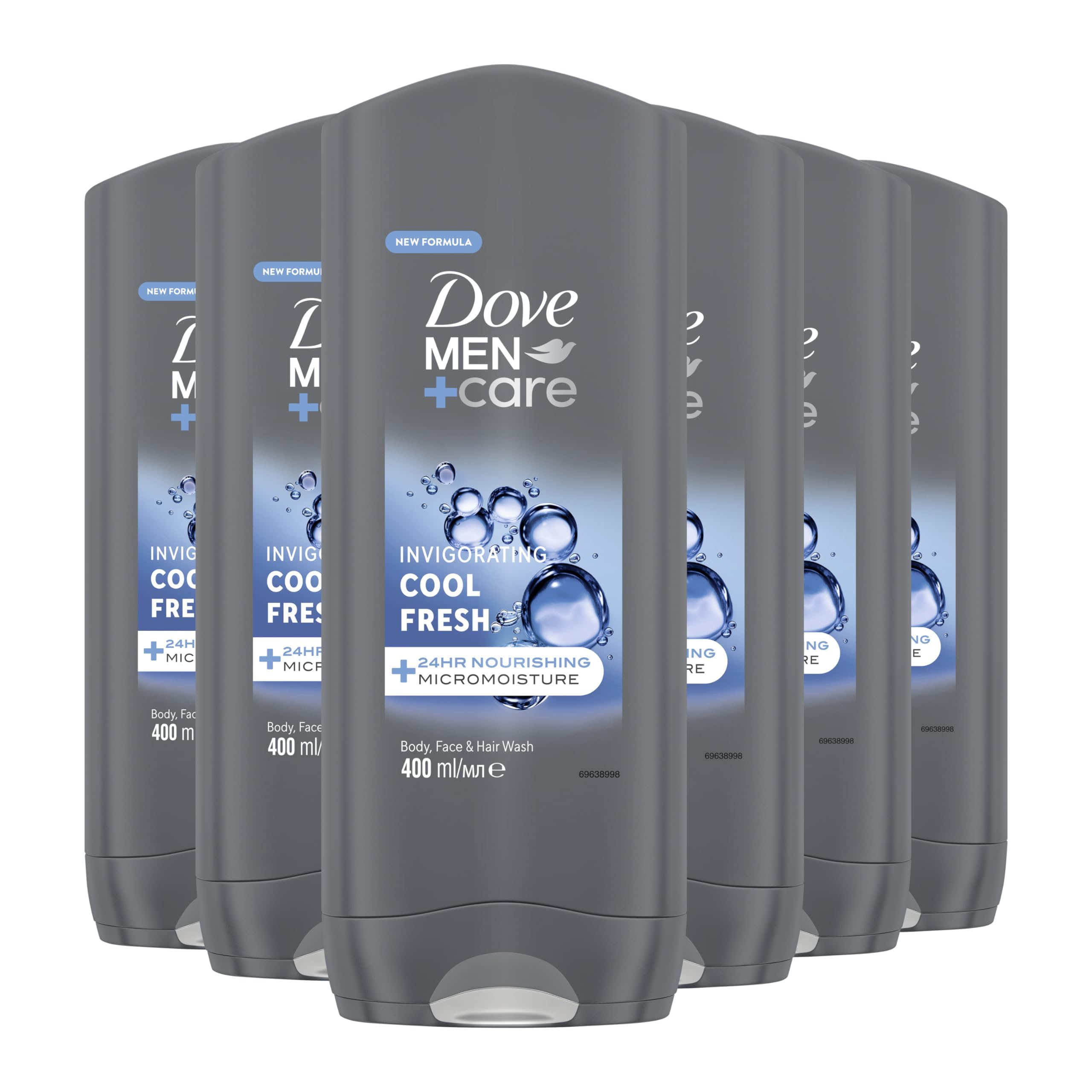 Dove Men+Care Cool Fresh body cleanser with MicroMoisture technology Body and Face Wash for hydrated and healthy skin 400 ml (Pack of 6)
