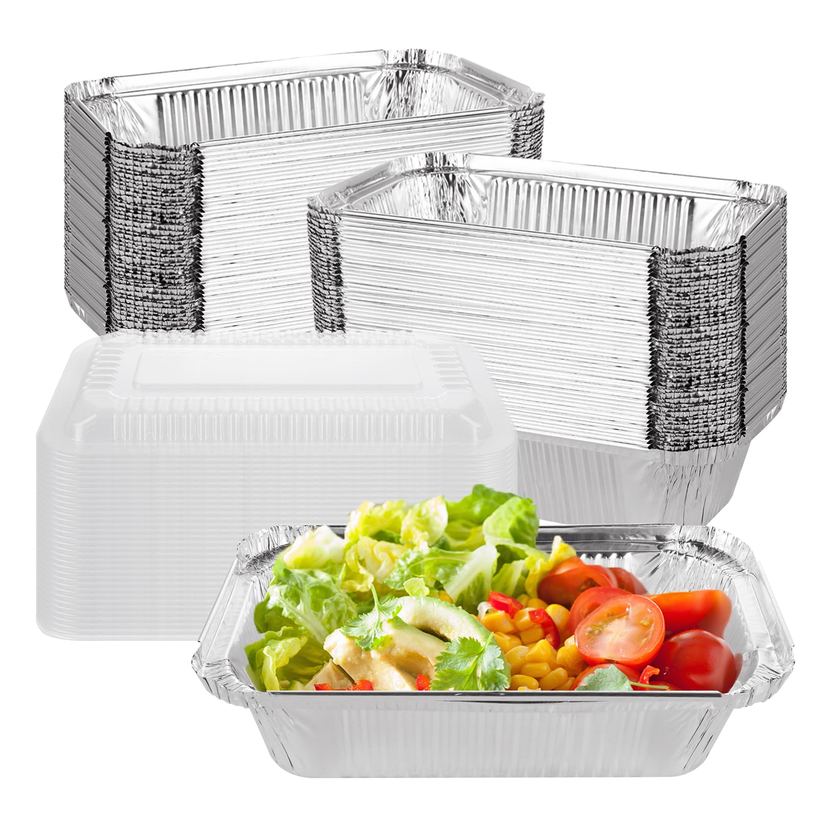 Photo 1 of STARVAST 125 PCS Aluminum Pans 7.9 x 4.3 inch Disposable Loaf Pans With Clear Lids, 1.5lb Food Storage Containers Tin Pan for Individual Bread, Cake, Street Treats