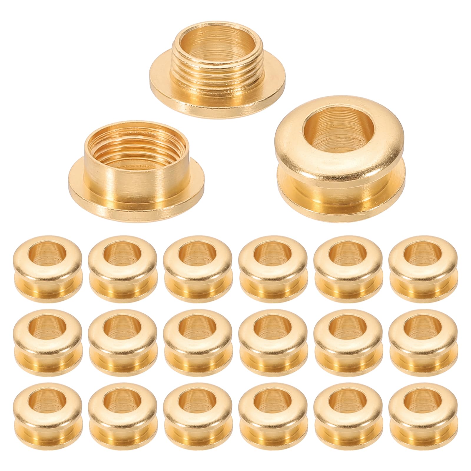 PATIKIL 7mm(2/7 inch) Solid Brass Hole Eyelets, 20 Pcs Arc Surface Self Backing Grommets with Washer for Shoes Clothes Crafts Bag Leather Craft, Light Gold