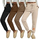 Oakgarden 4 Pack Women's Fleece Joggers Winter Drawstring Lounge Sweatpants Thermal Workout Yoga Pants with Pocket