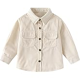 Toddler Boys Corduroy Button Down Shirt - Western Style Long Sleeve Shacket Kids Spring Fall Casual Button Up Top
