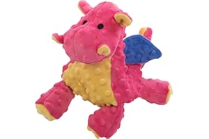 goDog Bubble Plush Dragons Squeaky Dog Toy, Chew Guard Technology - Coral, Large