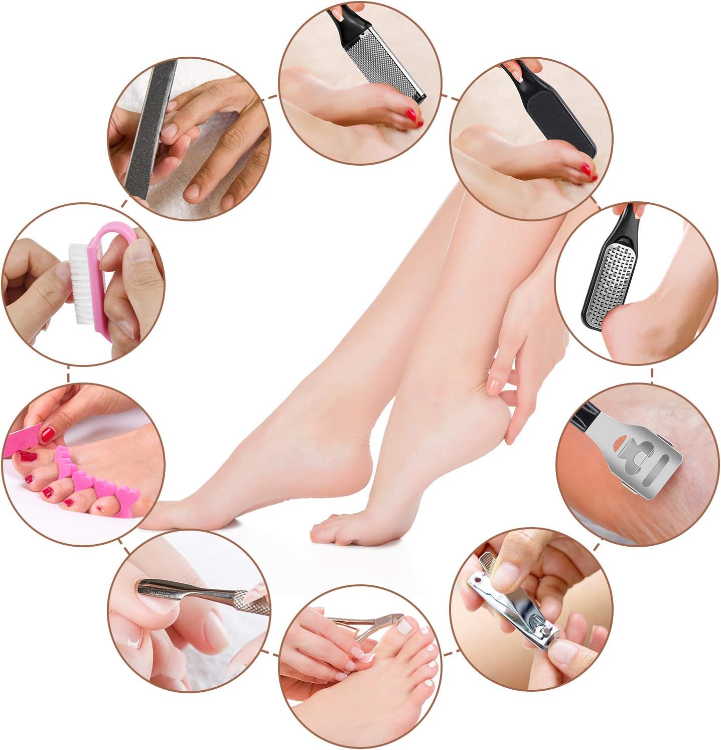 EAONE Professional Pedicure Tools Set 20 in 1, Foot Care Kit Stainless Steel Foot Rasp Foot Dead Skin Remover Pedicure Kit for Men Women Christmas Gift: Health & Personal Care