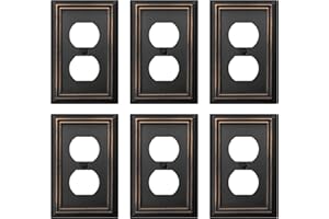 OKAWYC Single Duplex Outlet Light Switch Cover Adler Metal Wall Plate, 6-Pack Aged Bronze 1 Gang, for Receptacle Light Switch, Switch Cover Decorative Wallplate, Durable