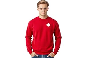 Mens Canada Shirt, Custom Handmade Canada Day Maple Leaf Shirt for Men L3 (Fleece Crewneck, Red, M)