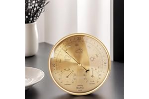 Mlijzard Wall Weather Station Indoor,3 in1 Barometer Thermometer Hygrometer for Home Office Ship Garden,Fahrenheit(Gold)