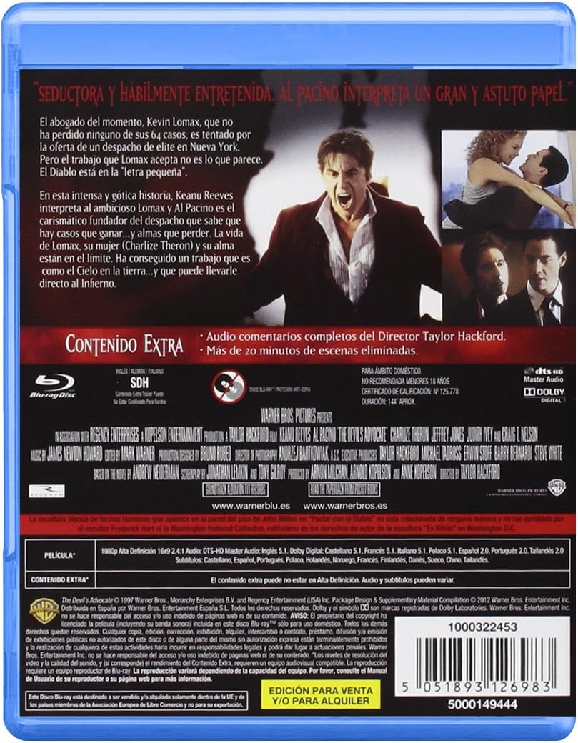 Pactar Con El Diablo Blu Ray Import 2012 Keanu Reeves Al Pacino Cha Amazon Co Uk Al Pacino Keanu Reeves Charlize Theron Jeffrey Jones Judith Ivey Craig T Nelson Connie Nielsen Delroy Lindo Taylor Hackford