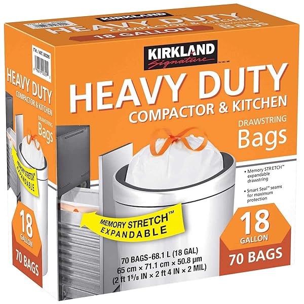 KIRKLAND SIGNATURE COMPACTOR AND KITCHEN TRASH BAGS, WHITE,...