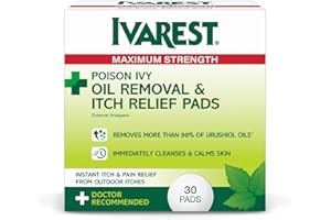Ivarest Poison Ivy Oil Removal and Itch Relief Pads, 30 Count, Poison Ivy Wipes, Max Strength, Poison Plant and Insect Bite Relief, Poison Ivy, Oak, Sumac Treatment, Anti-Itch, Medicated, 30 ct.