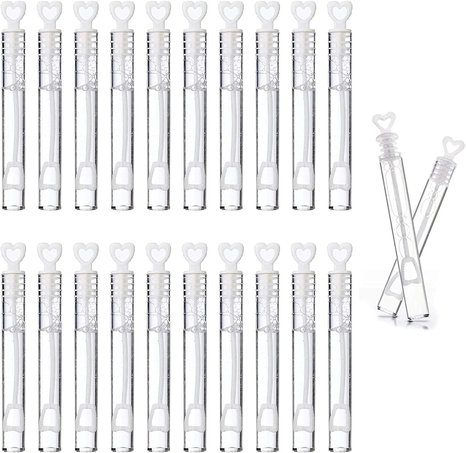 SHATCHI Wedding Wand Heart Clear Tube Bubble Favours Table Decoration Party Accessories Non-Toxic, (1pc-144pcs), 24pcs