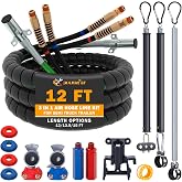 XaXmTee 12FT Semi Truck Air Line Kit 3-in-1 Air Hose for Semi Truck Trailer | 100% Copper Cable 7 Way Trailer Cord &amp; Air Brake Hose &amp; Gladhands Handles Holder &amp; 3Pcs Tender Spring Kit Semi Air Lines Set