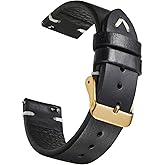 WOUKUP Vintage Leather Watch Band Quick Release Replacement Genuine Watch Strap 18mm 19mm 20mm 22mm for Men and Women