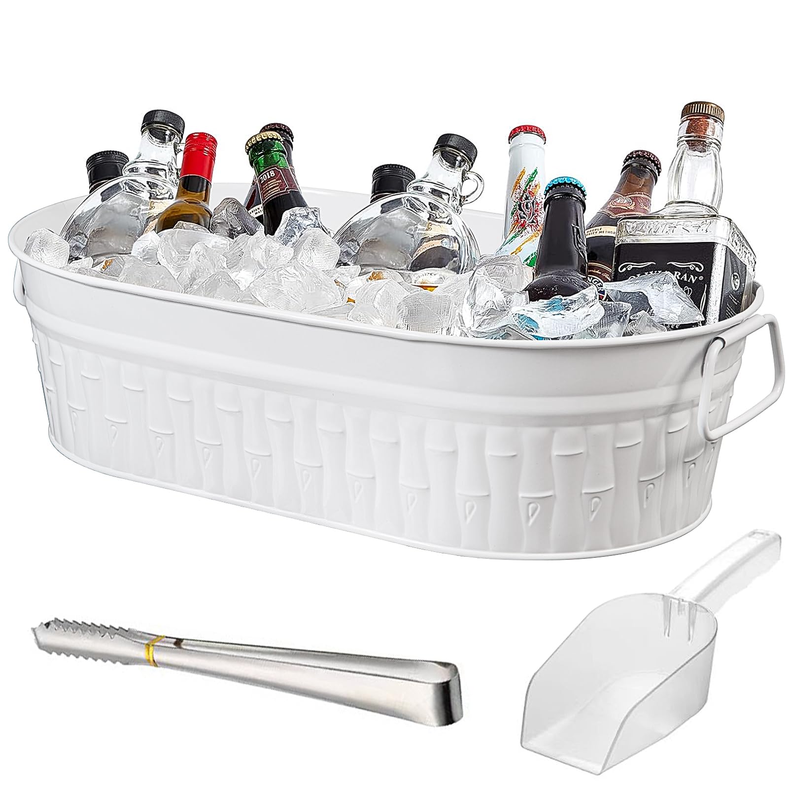 Photo 1 of Large Ice Buckets for Parties, IKAYAS Galvanized Metal Ice Bucket Ice Tub with Scoop for Cocktail Bar Mimosa Bar Supplies, Large Champagne Bucket Beer bucket Metal