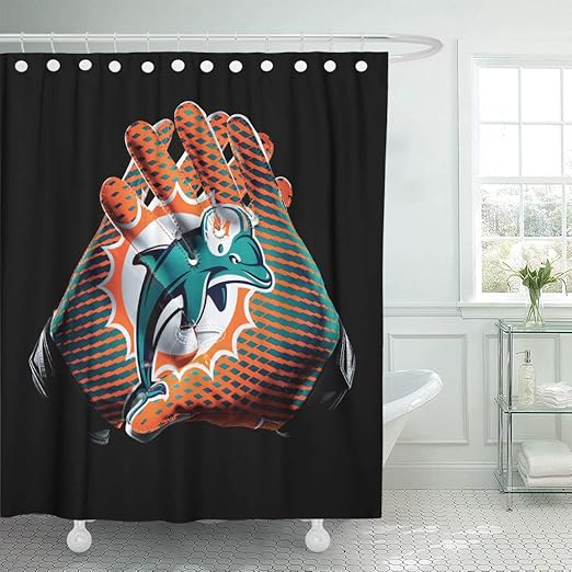 Amazon Com Ladble Rugby Decor Shower Curtain Set With Hooks Miami