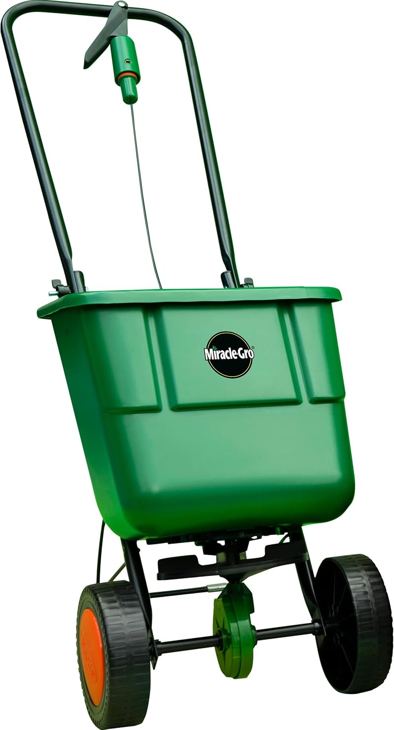 Miracle-Gro Rotary Lawn Seed Spreader - 3 m Spreading Width, Wide Area Coverage