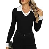 Zeagoo Womens 2026 Sweater Tops Long Sleeve V Neck Ribbed Knit Slim Fitted Casual Work Basic Shirts S-XXL