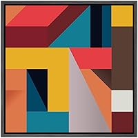 SIGNWIN Framed Canvas Wall Art Red, Yellow, Orange, Blue and Green Color Blocks and Triangles Geometric Shapes Illustrations Pop Art Modern Colorful for Living Room, Bedroom, Office - 16