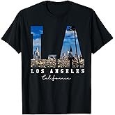 Los-Angeles California LA Skyline Pride-Black White T-Shirt