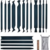 17PCS card scraper woodworking Cabinet scraper card Set for woodworking multi burnisher ，Blue Spring Steel, bevel knife deburring tools for Contour compact spaces detailed wood finishing