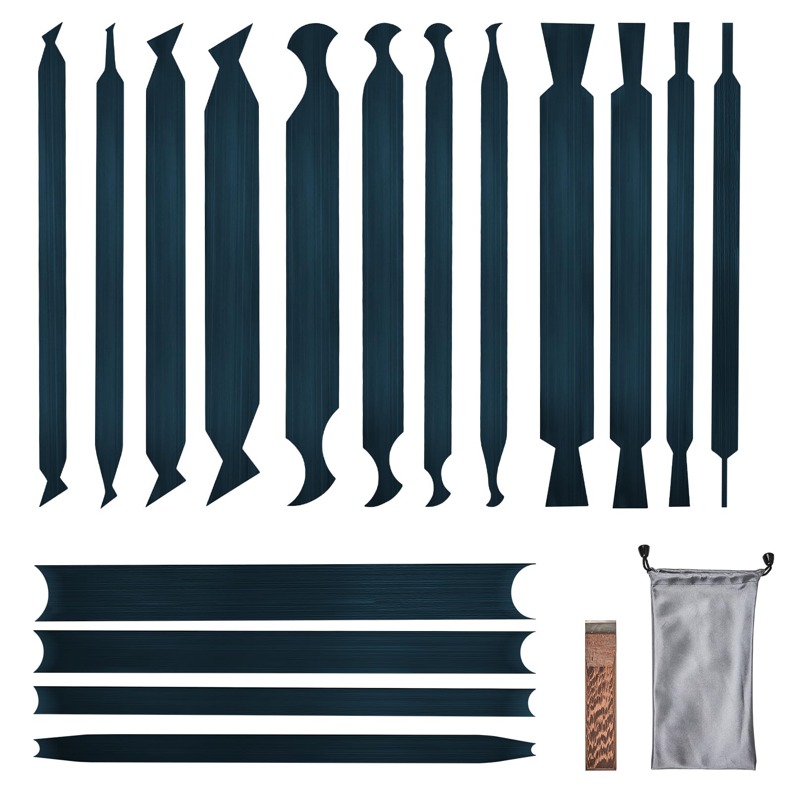 Photo 1 of 17PCS card scraper woodworking Cabinet scraper card Set for woodworking multi burnisher ?Blue Spring Steel, bevel knife deburring tools for Contour compact spaces detailed wood finishing