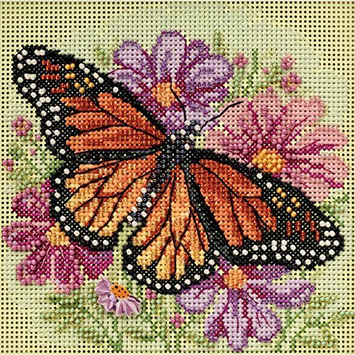 Winged Monarch Butterfly Beaded Counted Cross Stitch Kit Mill Hill 2015 Buttons & Beads Spring MH145105