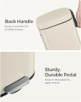 SONGMICS Kitchen Bin 30 L Pedal Soft Close Steel Inner Bucket Sand Beige view 6