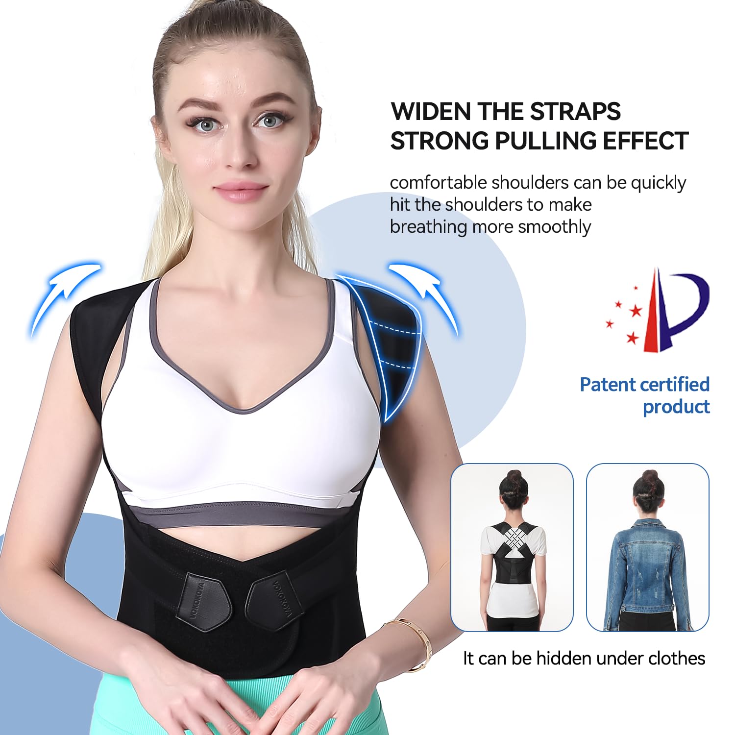 Posture Corrector for Women and Men,Adjustable Shoulder Straightener,Back Support Brace,Upper Spine scoliosis, hunchback