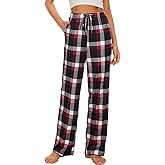 iniber Comfy Pajama Pants for Women Stretch Drawstring Lounge Pants with Pockets Casual Wide Leg Pjs Bottoms
