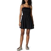 Amazon Essentials Women's Regular-Fit Cotton Sateen Smocked Bodice Short Dress