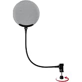 Gator Frameworks Metal Pop Filter with 12.4" Gooseneck (GFW-POPFILTER-MTL) | Great for Podcasting, Broadcasting, Content Creation, Angled Slats Divert Air for Cleaner Vocal Sound, Fits Stands up to 18mm