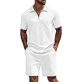 COOFANDY Mens Tracksuit Casual 2 Piece Quarter Zip Polo Shirt and Shorts Set Athletic Jogging Sports Outfits