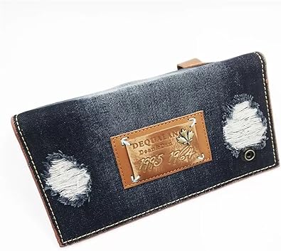 Amazon メンズ 長財布 デニムウォレット ブルー 財布 春 二つ折りスポーティーなデニム長財布 誕生日プレゼント メンズ財布 ブルー 青 財布