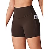 UNISSU Hugcurve No Front Seam High Waisted Biker Shorts Women with Pockets 5 Inches Tummy Control Buttery Soft Yoga Pants Gym